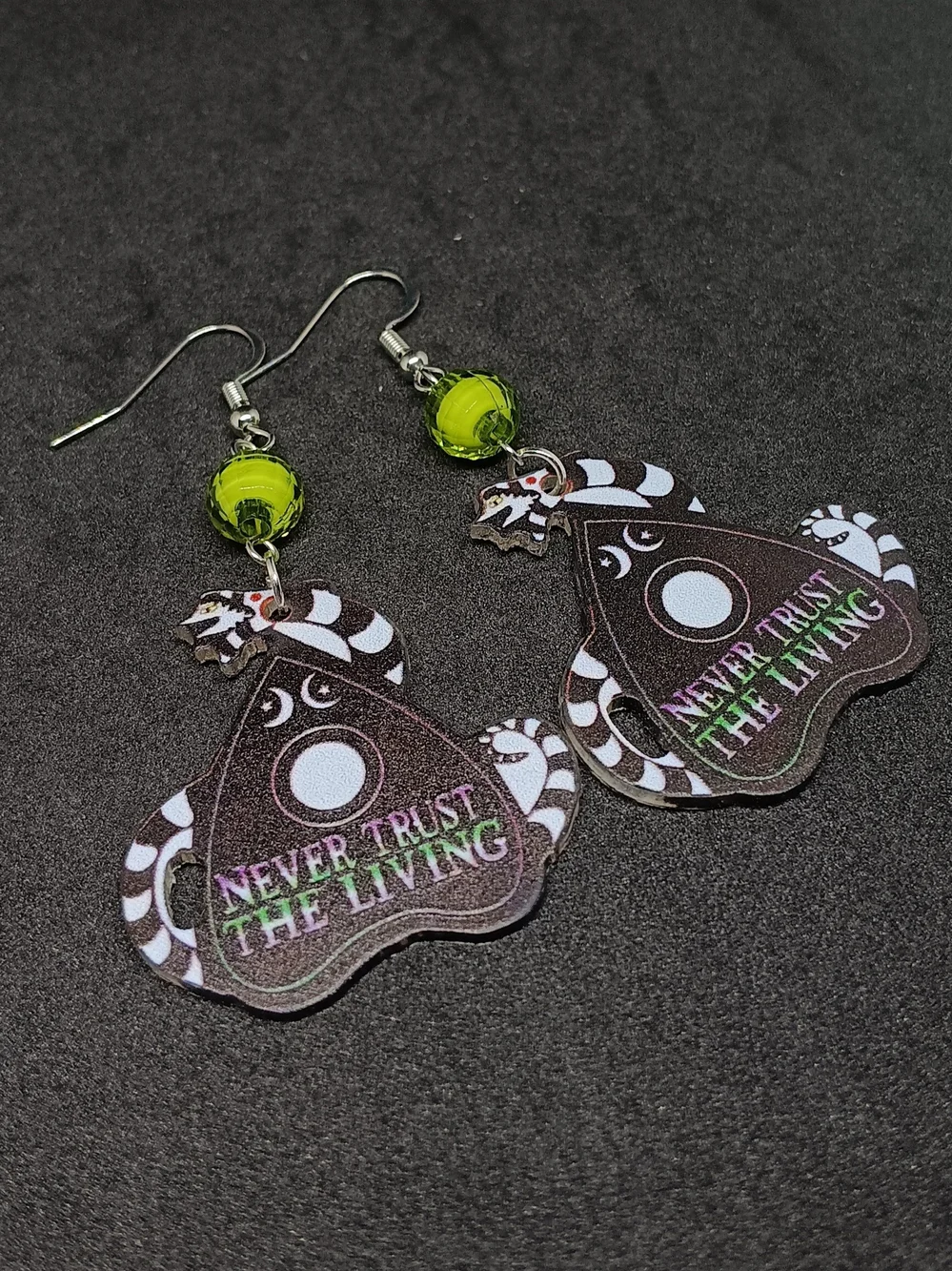 Never Trust The Living Green Bead Drop Earrings - Unbranded